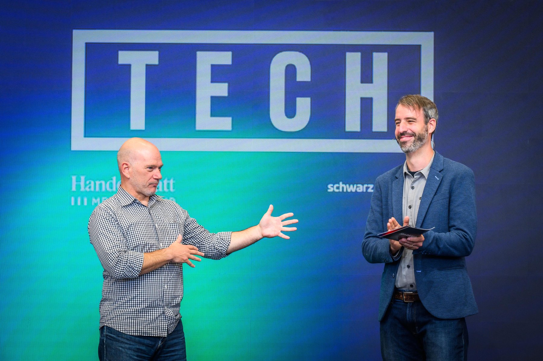 Stephan Scheuer im Gespräch mit Andrew McAfee (MIT) auf der Handelsblatt TECH 2025 in Heilbronn